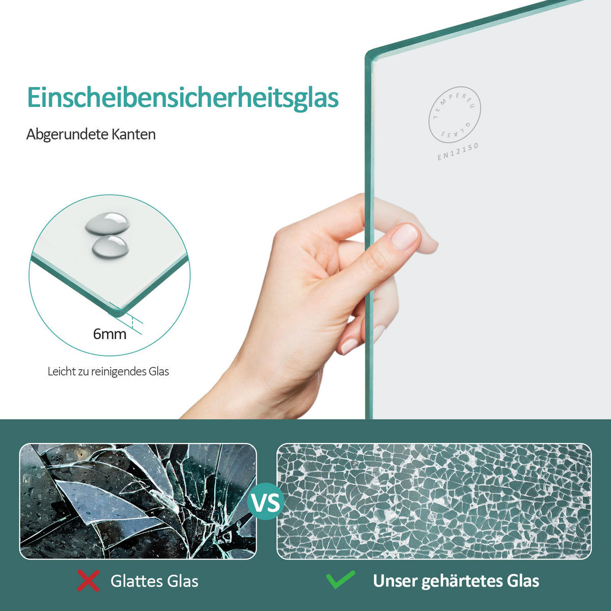 DUSCHWAND für Badewannen Faltbar mit Schwenkfunktion 140/100 cm - Transparent, Glas (100/140cm) - EMKE