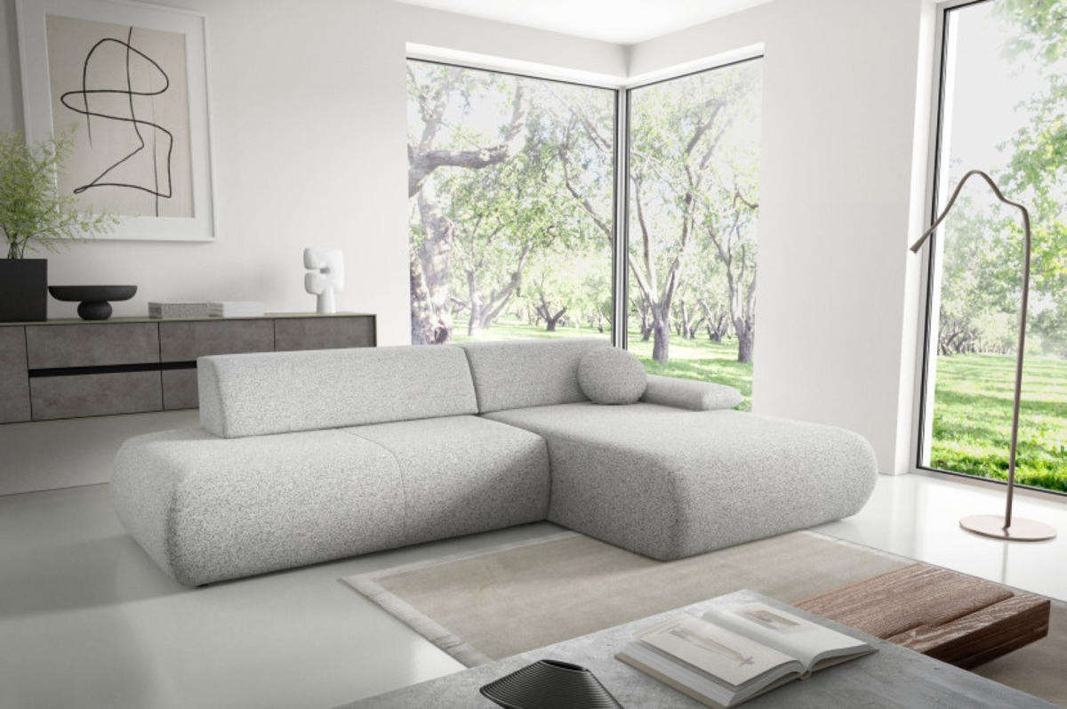 ECKSOFA Hellgrau PENTI Ausziehbar Mit Bettkasten Rechts - Hellgrau/Grau, Textil (173.5/286cm) - Sepro Meble