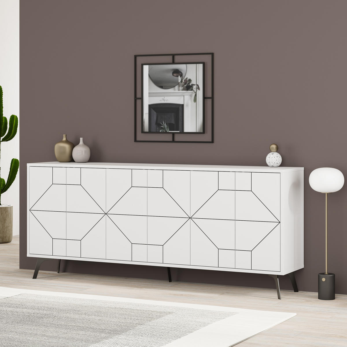 SIDEBOARD Dune Weiß 181/35/77,4 cm - Schwarz/Weiß, Holzwerkstoff/Metall (181/77.4/35cm) - Decortie