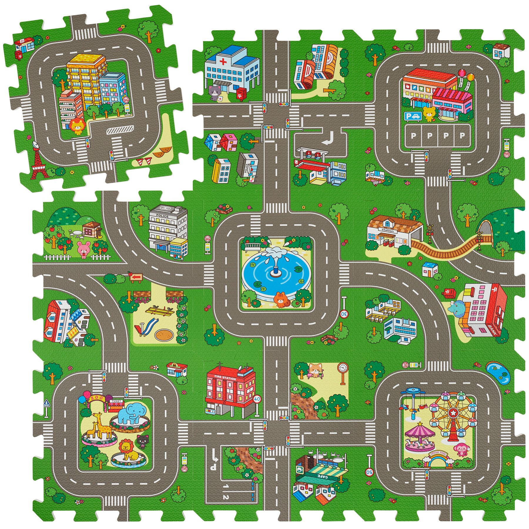 tectake Puzzlematte Mehrfarbig 90.5x90.5 cm