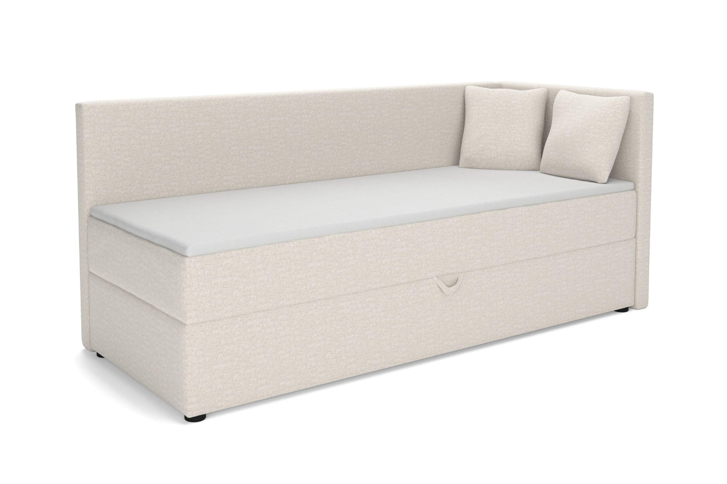 BOXBETT NEVY 100/200 in Stoff Creme H4 rechts - Creme, Holz/Holzwerkstoff (100/200cm) - Deine Möbel 24