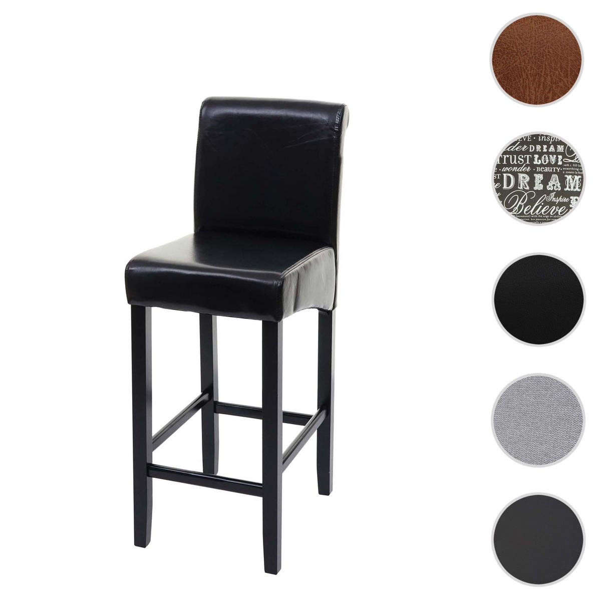 BARHOCKER Schwarz - Schwarz, Leder (39/105/53cm) - MCW