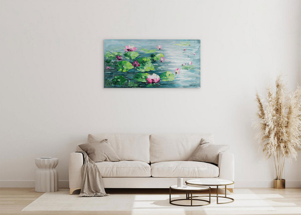ACRYLBILD HANDGEMALT 120/60 cm - Blau/Grün, Holz/Textil (2/60cm) - KUNSTLOFT