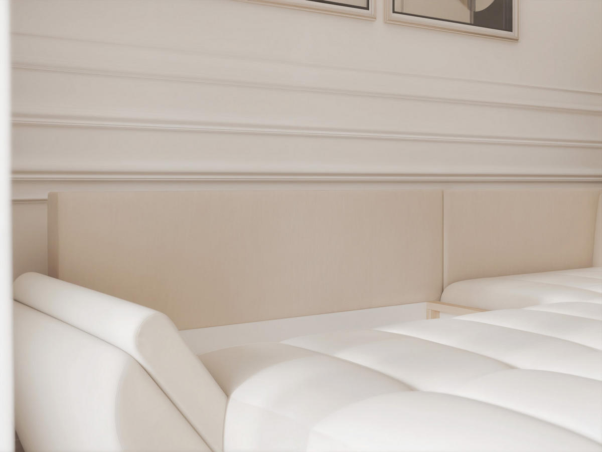 ECKSOFA DOLCE mit Schlaffunktion und Bettkasten Creme - Creme, Holzwerkstoff/Kunststoff (266/190cm) - Idohome