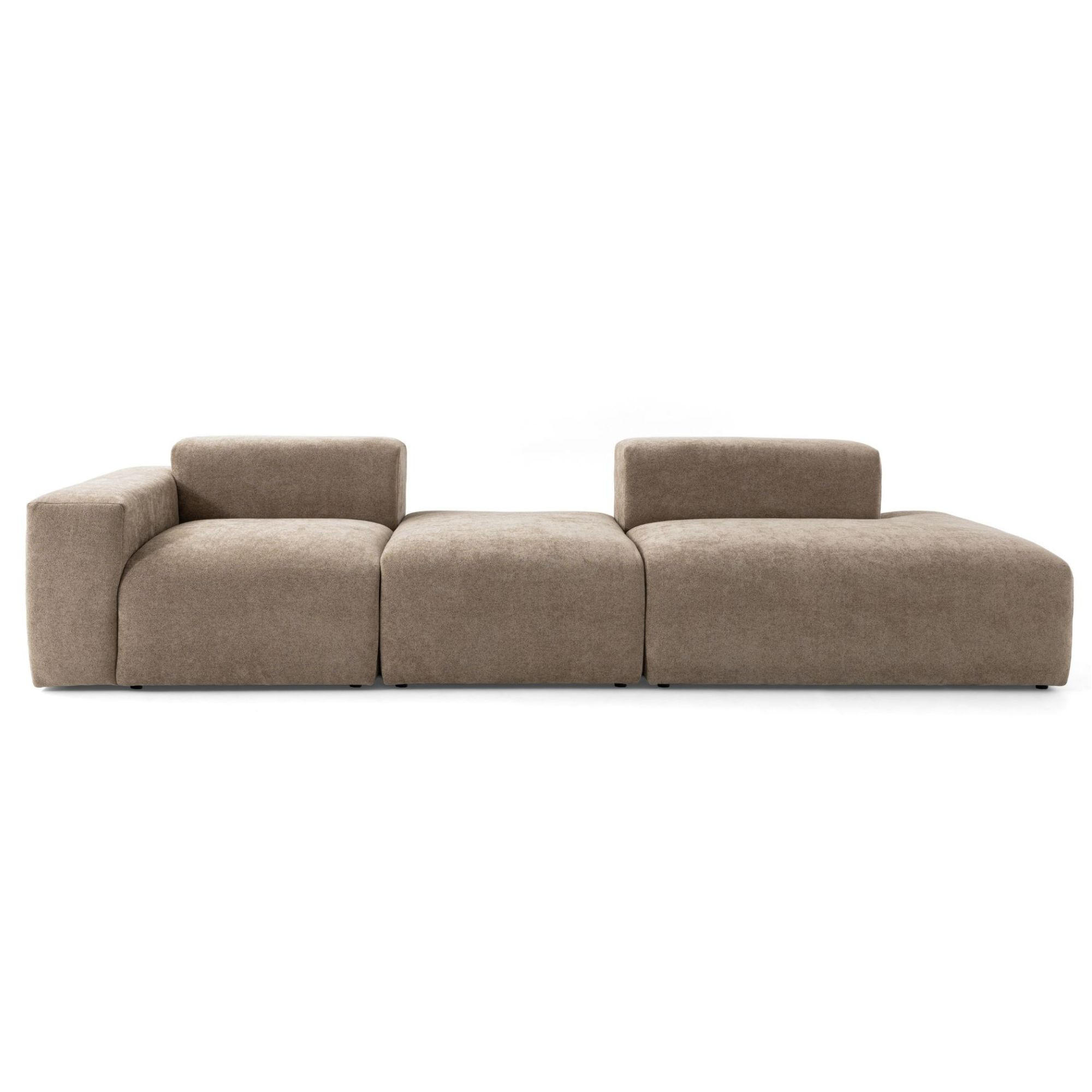 4-SITZER modulares Sofa HEAVEN SET 4 Rechts, Breite 335 cm Webstoff Braun - Schwarz/Braun, Holz/Kunststoff (102/71/335cm) - Muffo