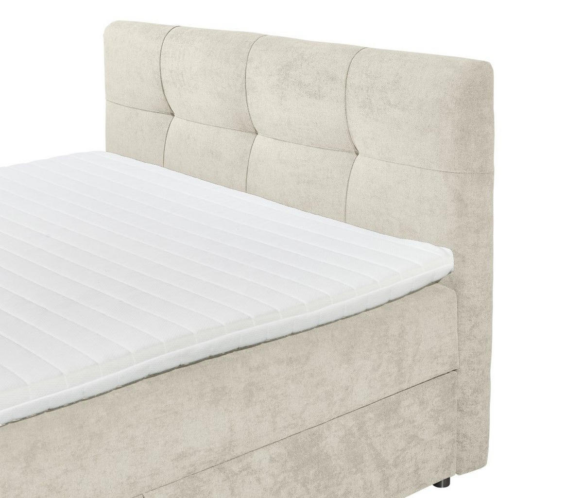 BOXBETT mit 9‑Zonen-Tonnentaschenfederkern-Matratze, HR-30-Topper, Bettkasten - Sandfarben/Beige, Holz/Kunststoff (160/200cm) - ed exciting design