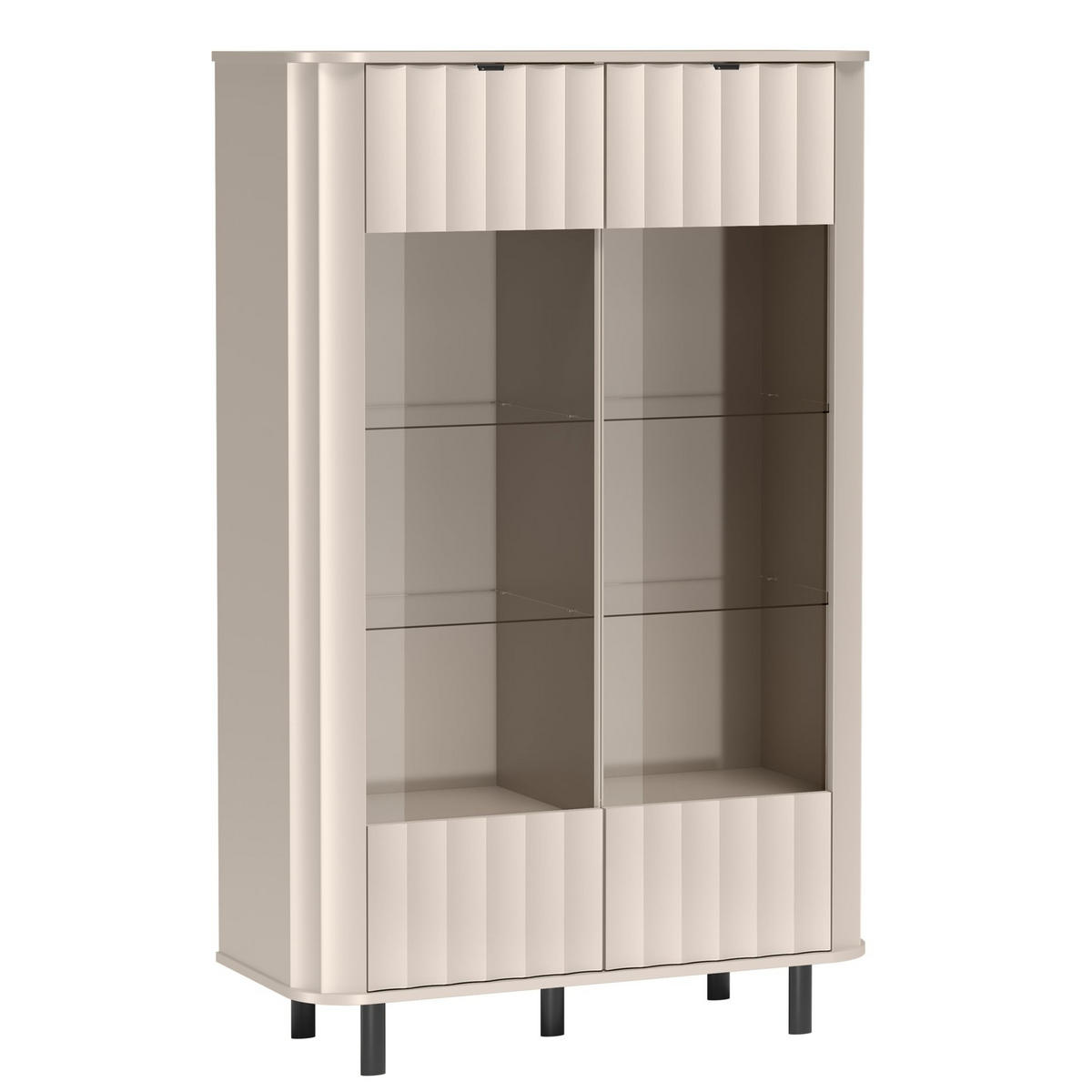 VITRINE Novado Kaschmirgrau 98 cm - Taupe/Schwarz, Holzwerkstoff/Metall (98.3/155/40.5cm) - Selsey