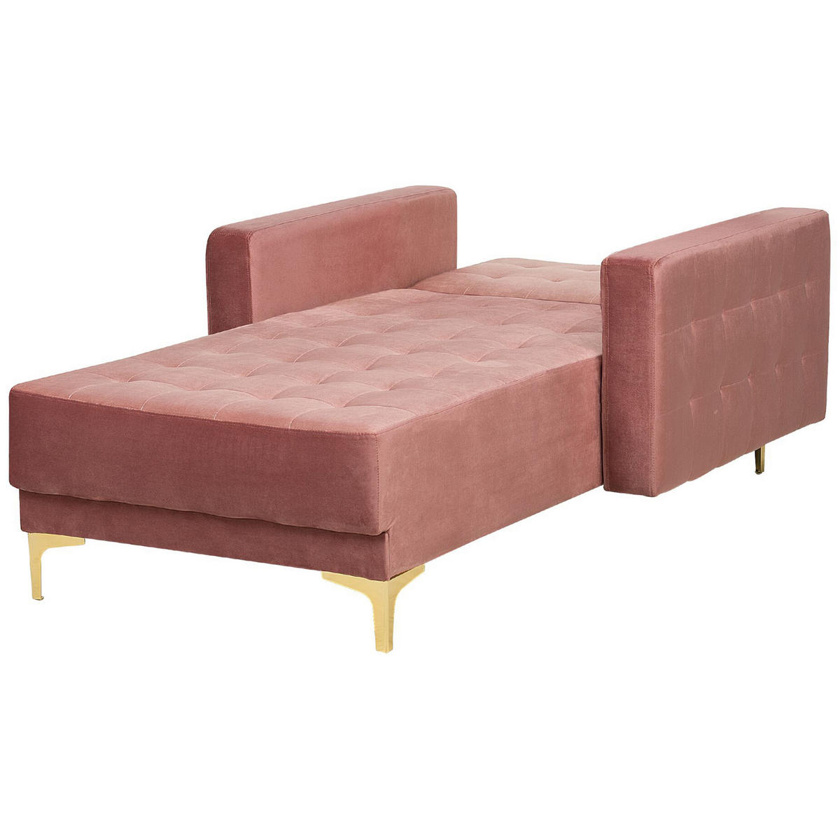 CHAISELONGUE Samtstoff rosa/gold Aberdeen - Pink/Goldfarben, Textil (107/83/168cm) - Beliani