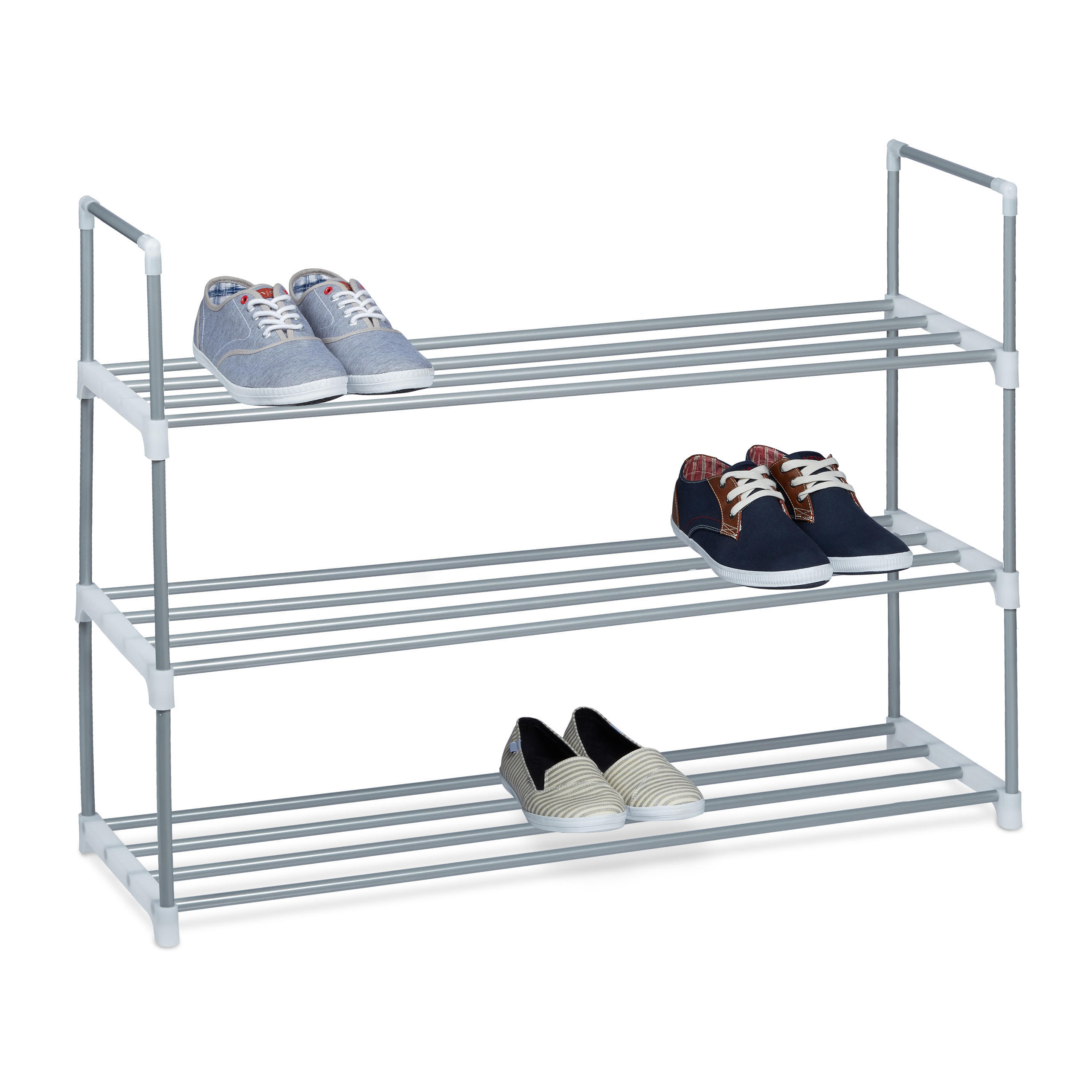 SCHUHREGAL - Silberfarben, Kunststoff/Metall (90/70/31cm) - Relaxdays