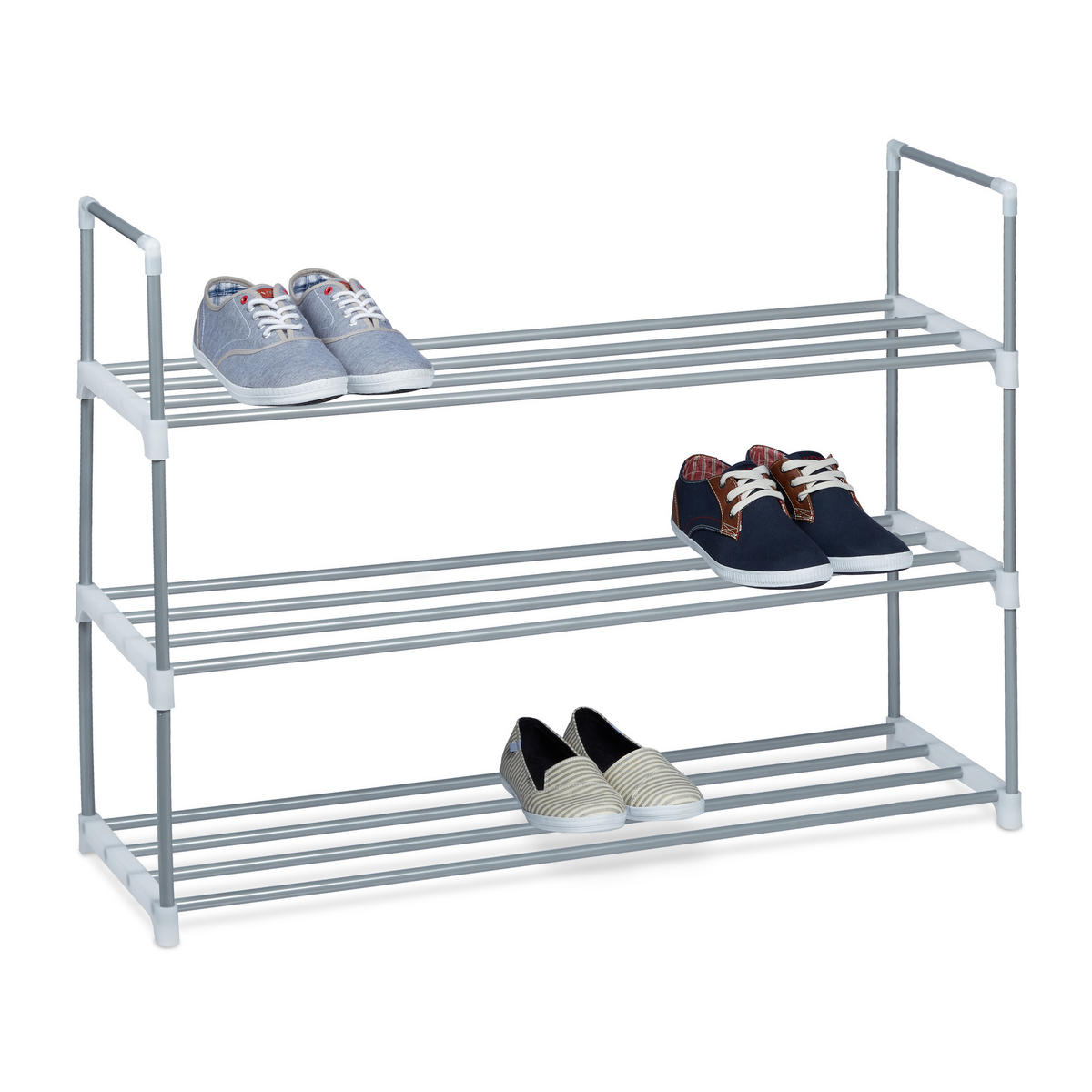 SCHUHREGAL - Silberfarben, Kunststoff/Metall (90/70/31cm) - Relaxdays