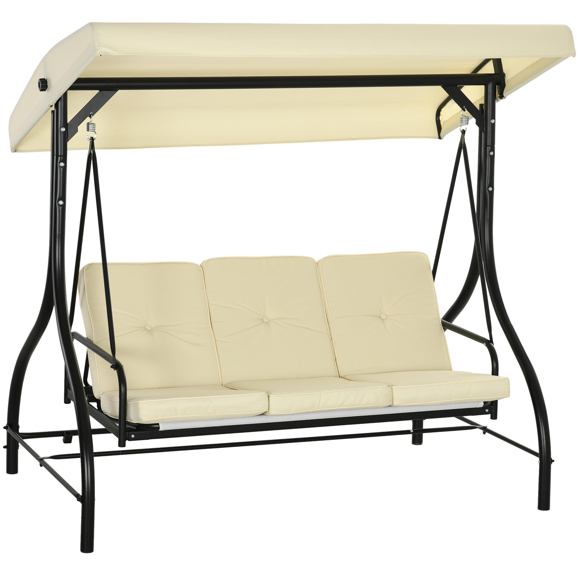 HOLLYWOODSCHAUKEL aus Stahl 195x117x175 cm in Beige mit Liegefunktion - Beige, Metall (117/175/195cm) - Modfu