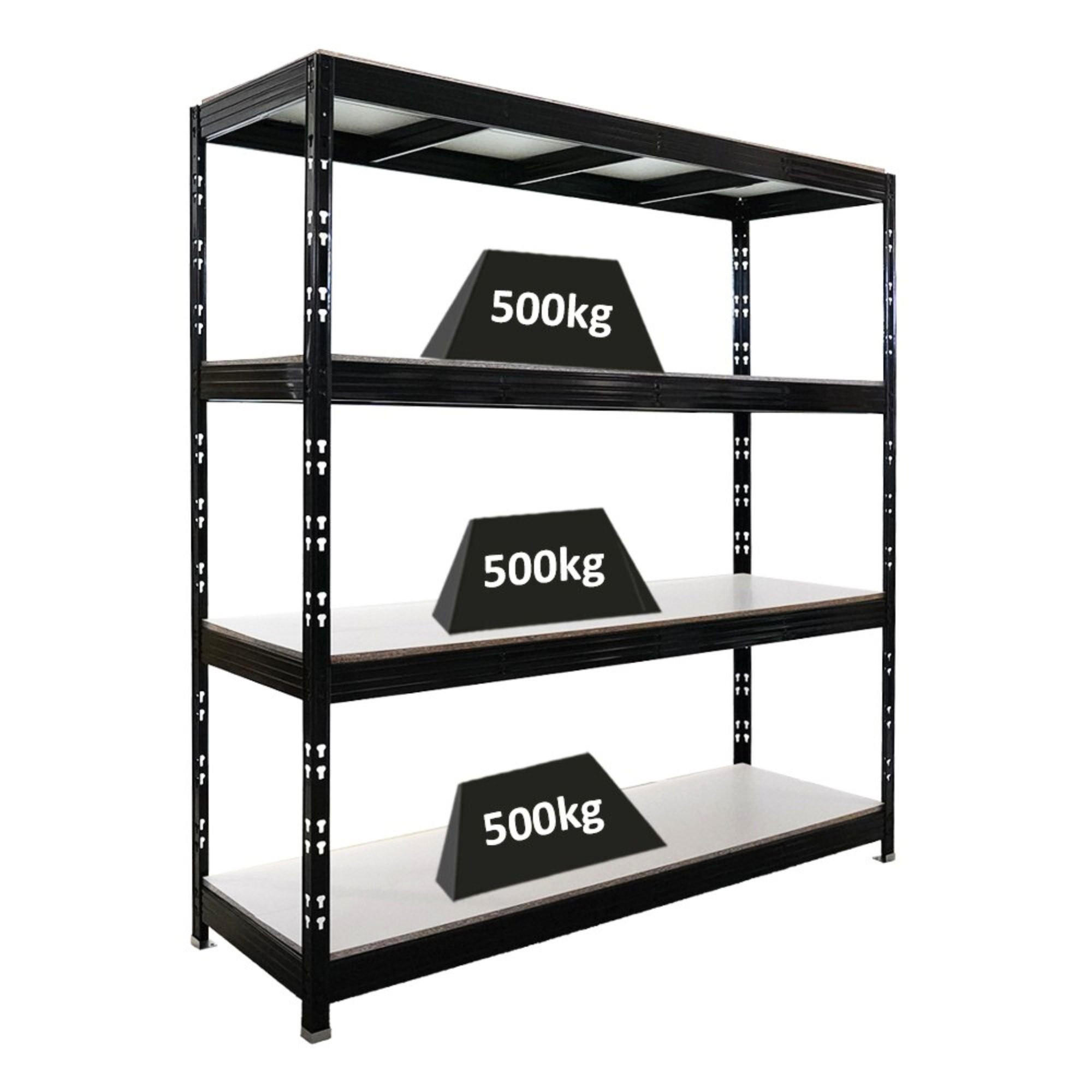 SCHWERLASTREGAL Rhino 200x200x60 cm 4 Melamin-Ebenen 16mm Fachlast 500 kg Schwarz - Schwarz, Metall (200/200/60cm) - PROREGAL