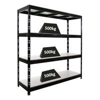 SCHWERLASTREGAL Rhino 200x200x60 cm 4 Melamin-Ebenen 16mm Fachlast 500 kg Schwarz - Schwarz, Metall (200/200/60cm) - PROREGAL