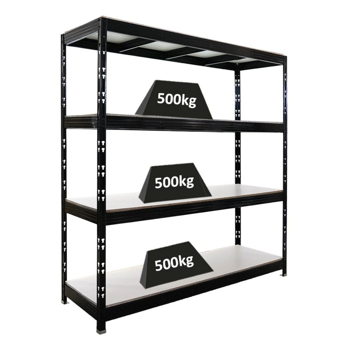 SCHWERLASTREGAL Rhino 200x200x60 cm 4 Melamin-Ebenen 16mm Fachlast 500 kg Schwarz - Schwarz, Metall (200/200/60cm) - PROREGAL