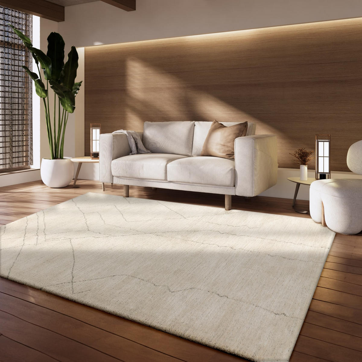 KURZFLORTEPPICH 120/170 cm Helios 723 - Creme, Kunststoff (120/170cm) - Paco Home