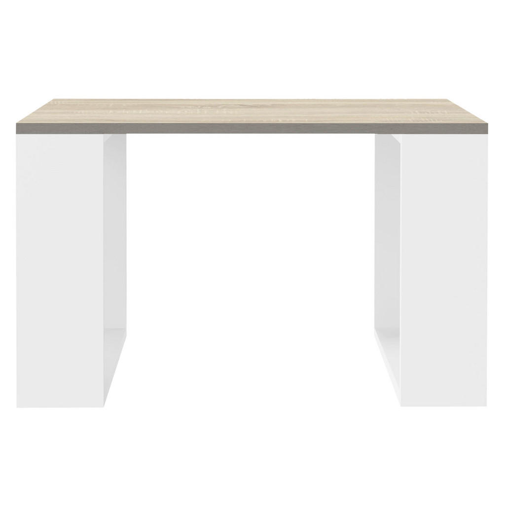 ML-DESIGN KONZOLOVÝ STOLEK 65 x 65 x 40 cm, vzhled dubu – bílý, s nohami ve tvaru lyží