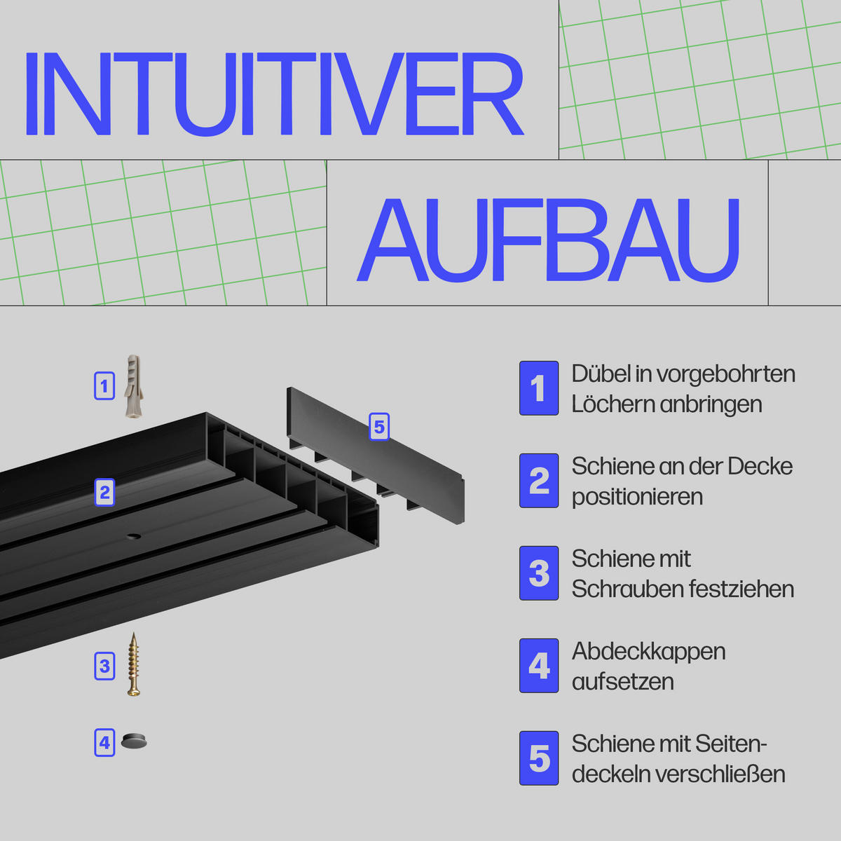 GARDINENSCHIENE 450cm (1x90/3x120cm) 3-läufig - Schwarz, Kunststoff (10/1.8/450cm)
