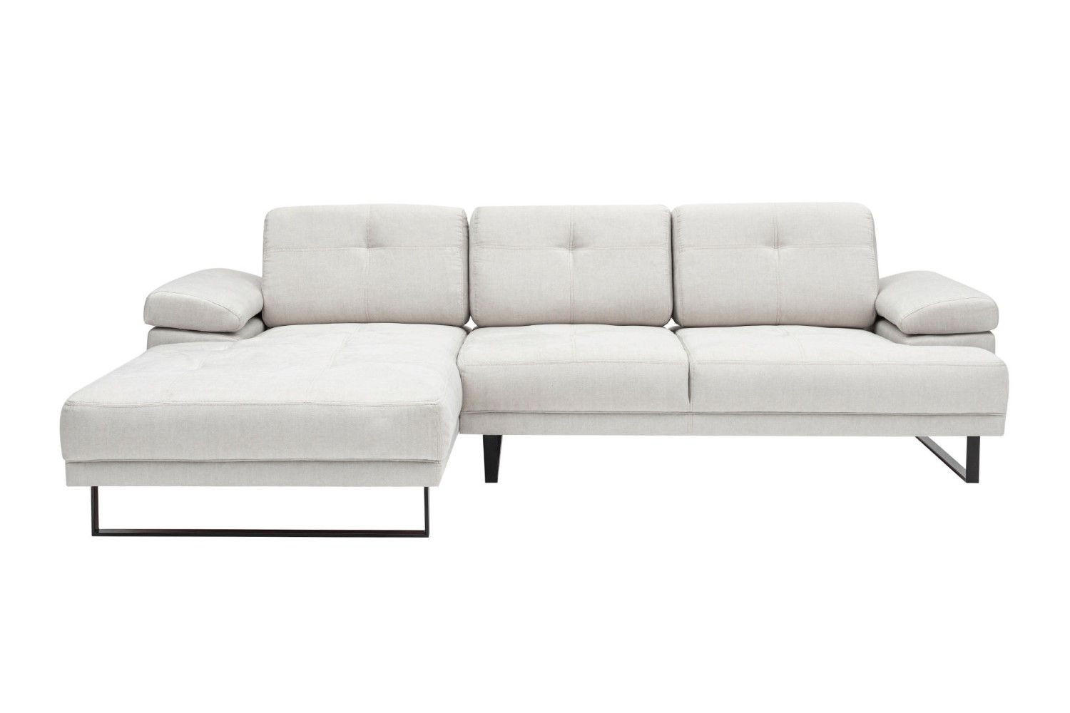 ECKSOFA mit verstellbarer Rückenlehne - Beige/Schwarz, Textil/Metall (314/174cm) - myHomelando