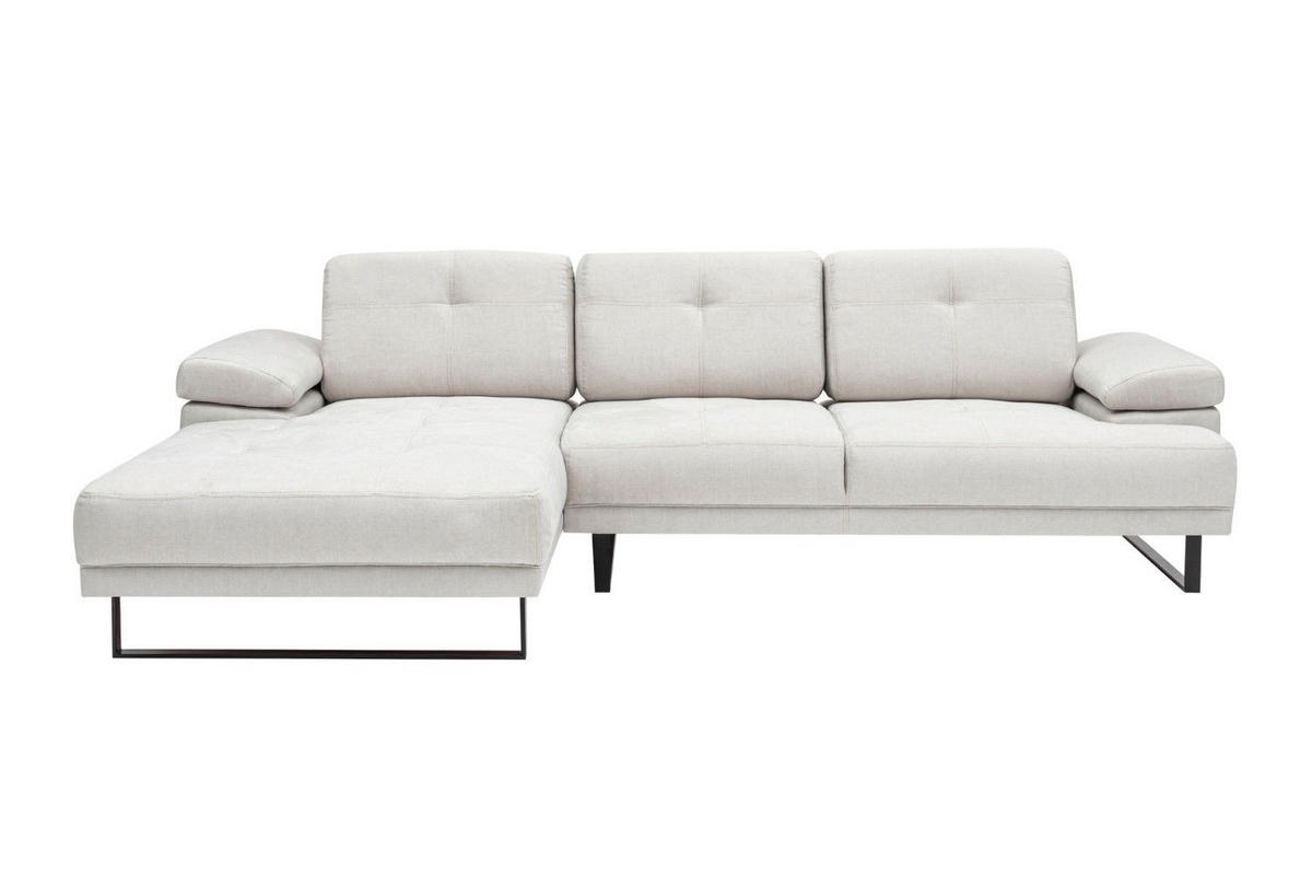 ECKSOFA mit verstellbarer Rückenlehne - Beige/Schwarz, Textil/Metall (314/174cm) - myHomelando