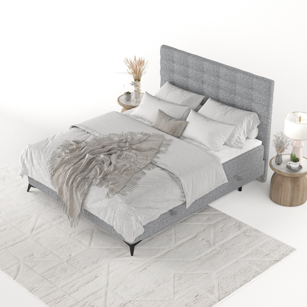 BOXBETT Niro 140/200 cm Grau im Riva Stoff - Schwarz/Grau, Holz/Holzwerkstoff (140/200cm) - AltaBeds