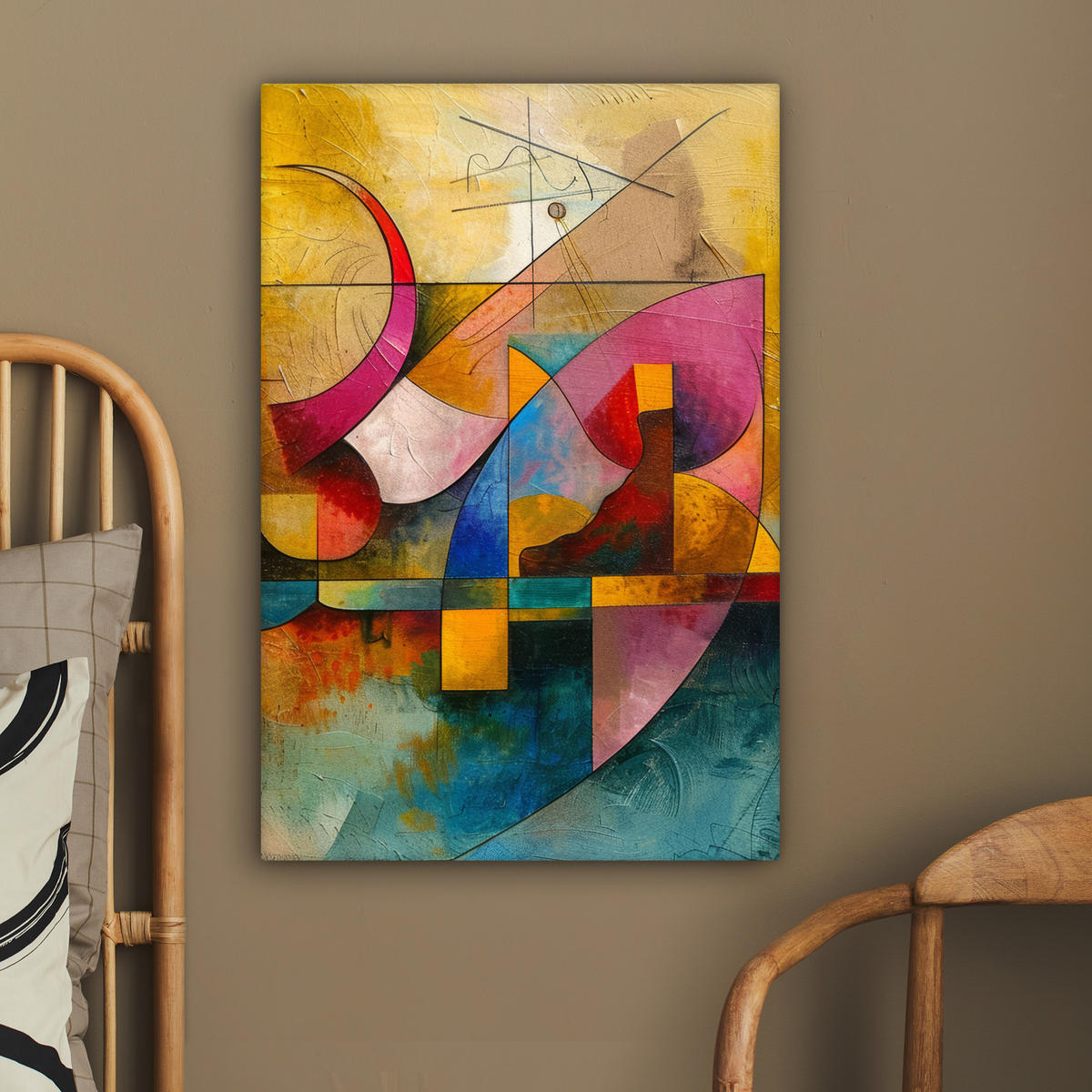 LEINWANDBILD Kunst - Abstrakt - Modern 60x90 cm - Gelb, Textil (60/90cm) - MuchoWow