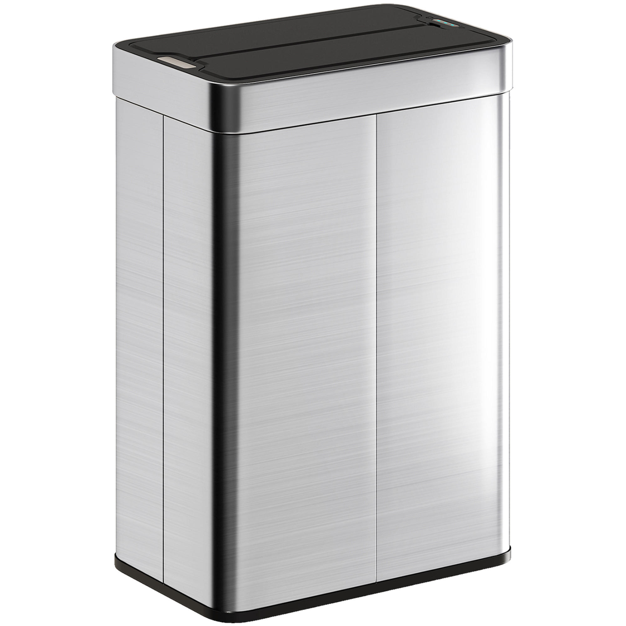 MÜLLEIMER DE-08920 55 L mit Schmetterlingsdeckel & automatischer Öffnung Silberfarben - Silberfarben, Metall (26.5/59/41cm) - ComfortXL