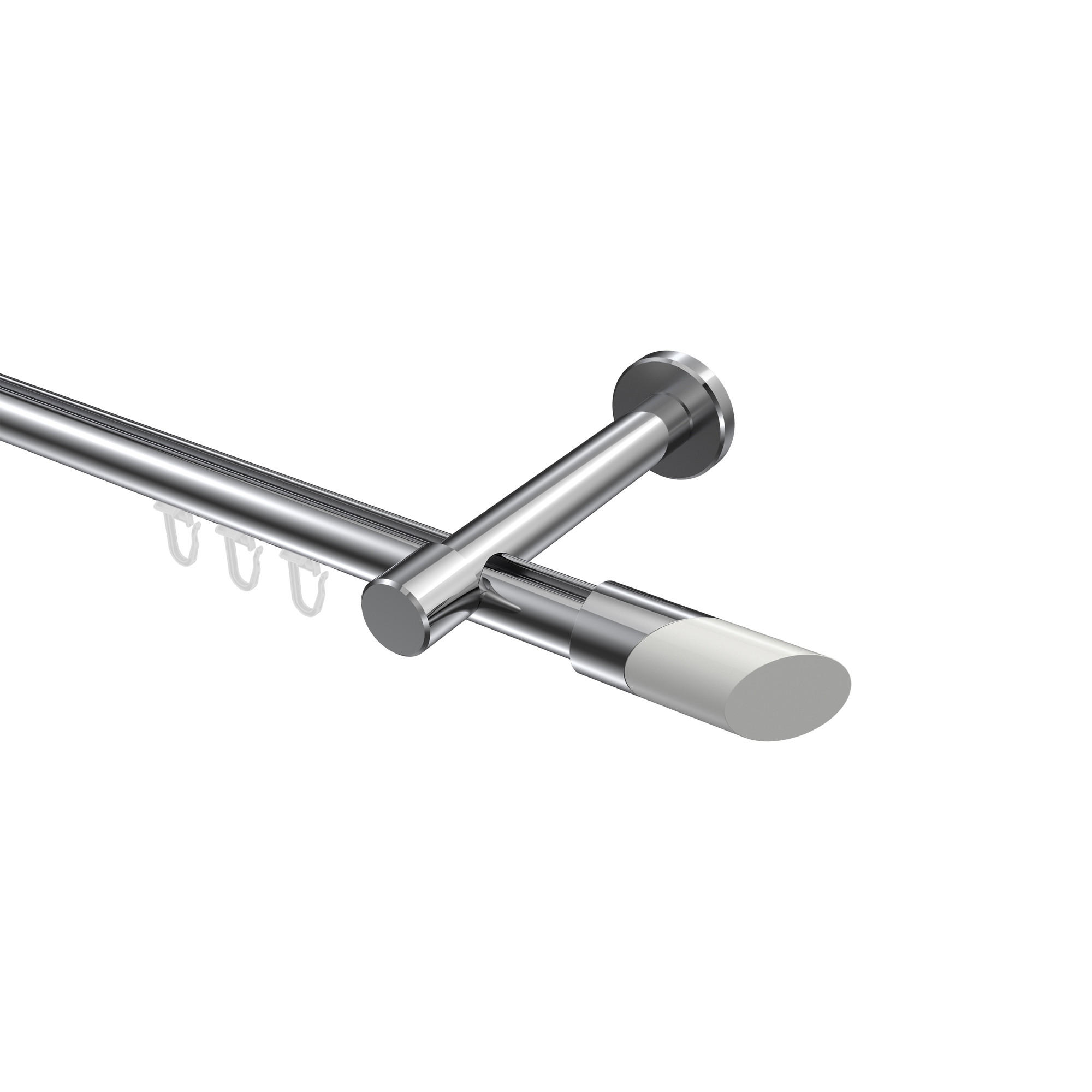 INNENLAUF-GARDINENSTANGEN-SET Prestige Verano 400 cm (geteilt in 2 x 200 cm), 1-läufig, 20 mm Ø Chrom - Chromfarben/Weiß, Metall (400cm) - INTERDECO