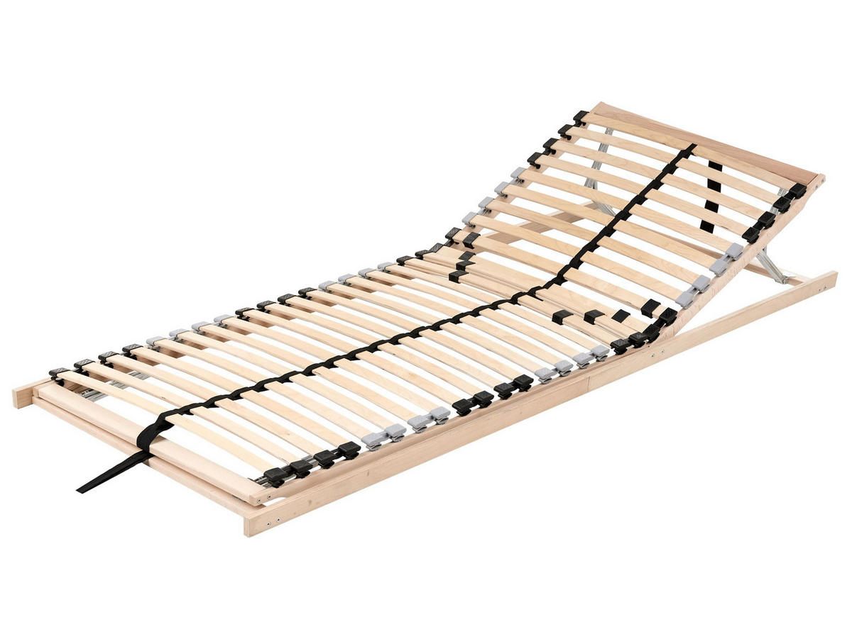 LATTENROST manuell verstellbar 80/200 cm Monthois - Hellbraun/Braun, Holz (80/200cm) - Beliani