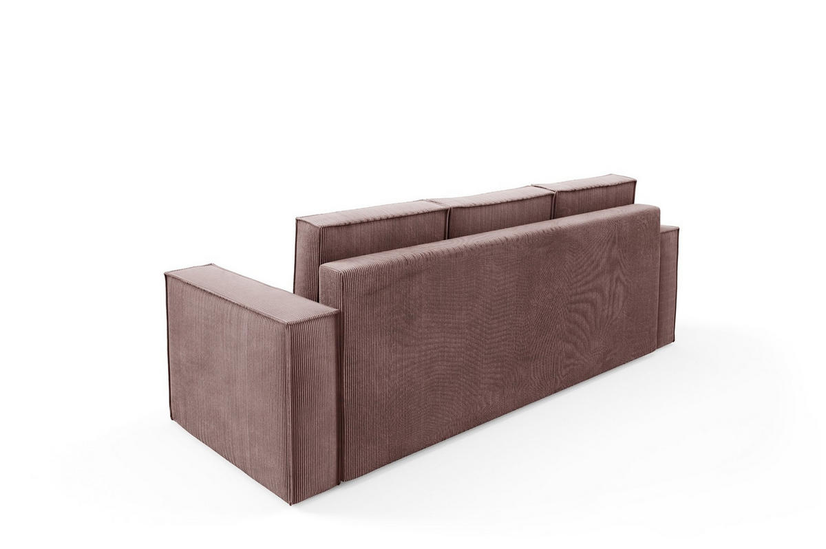 SOFA Roda Rosa, Kordsofa mit Schlaffunktion - Rosa, Holzwerkstoff/Textil (248/93/96cm) - Bettso