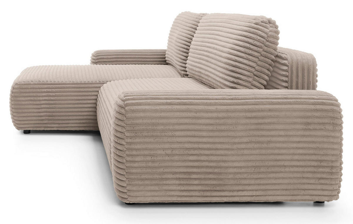 ECKSOFA Alferia Beige mit Cordbezug - Beige/Schwarz, Kunststoff/Textil (264/162cm) - Selsey