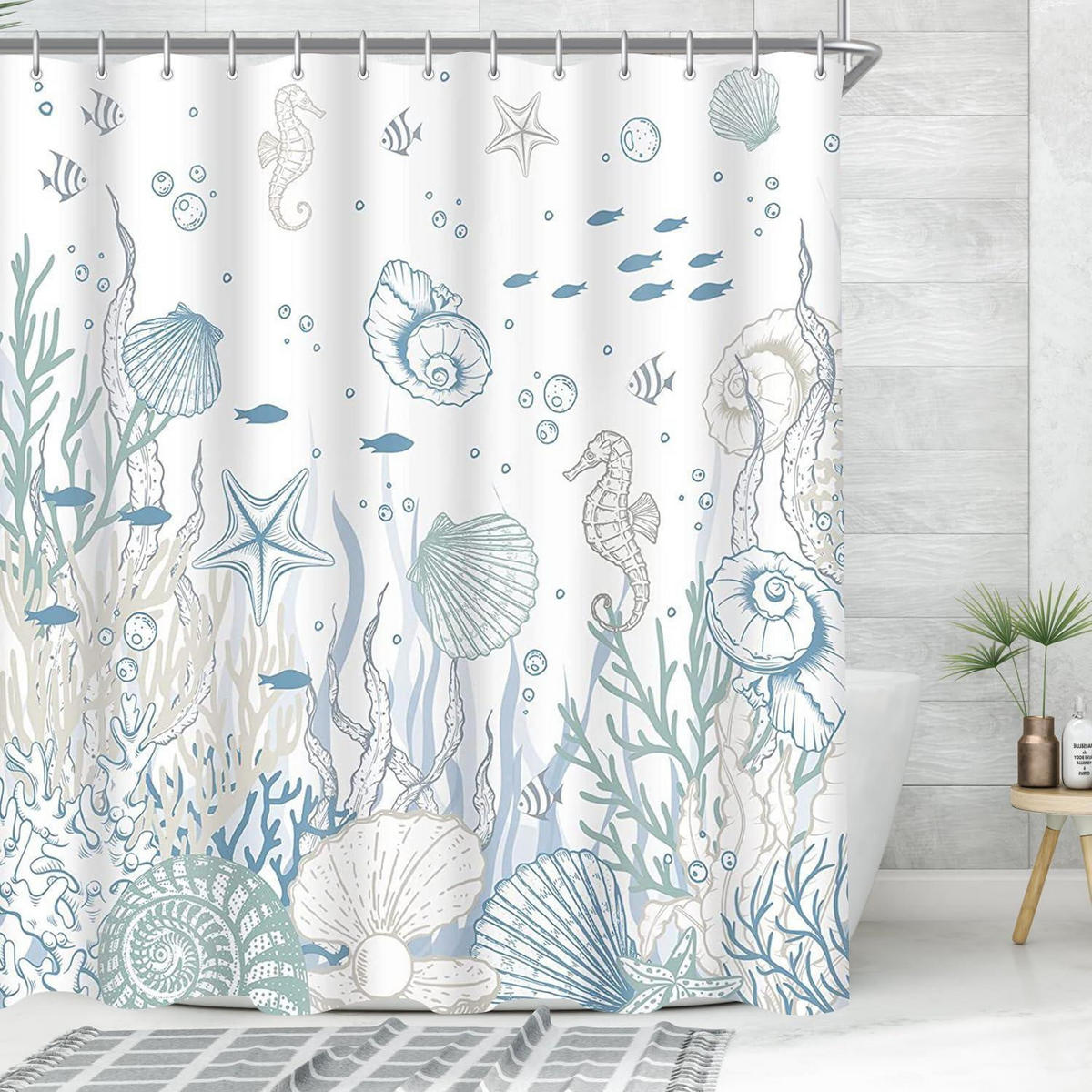 DUSCHVORHANG U-Boot Seepferdchen 100 x 200 cm Textil Wasserabweisend - Multicolor, Textil (100/200cm)