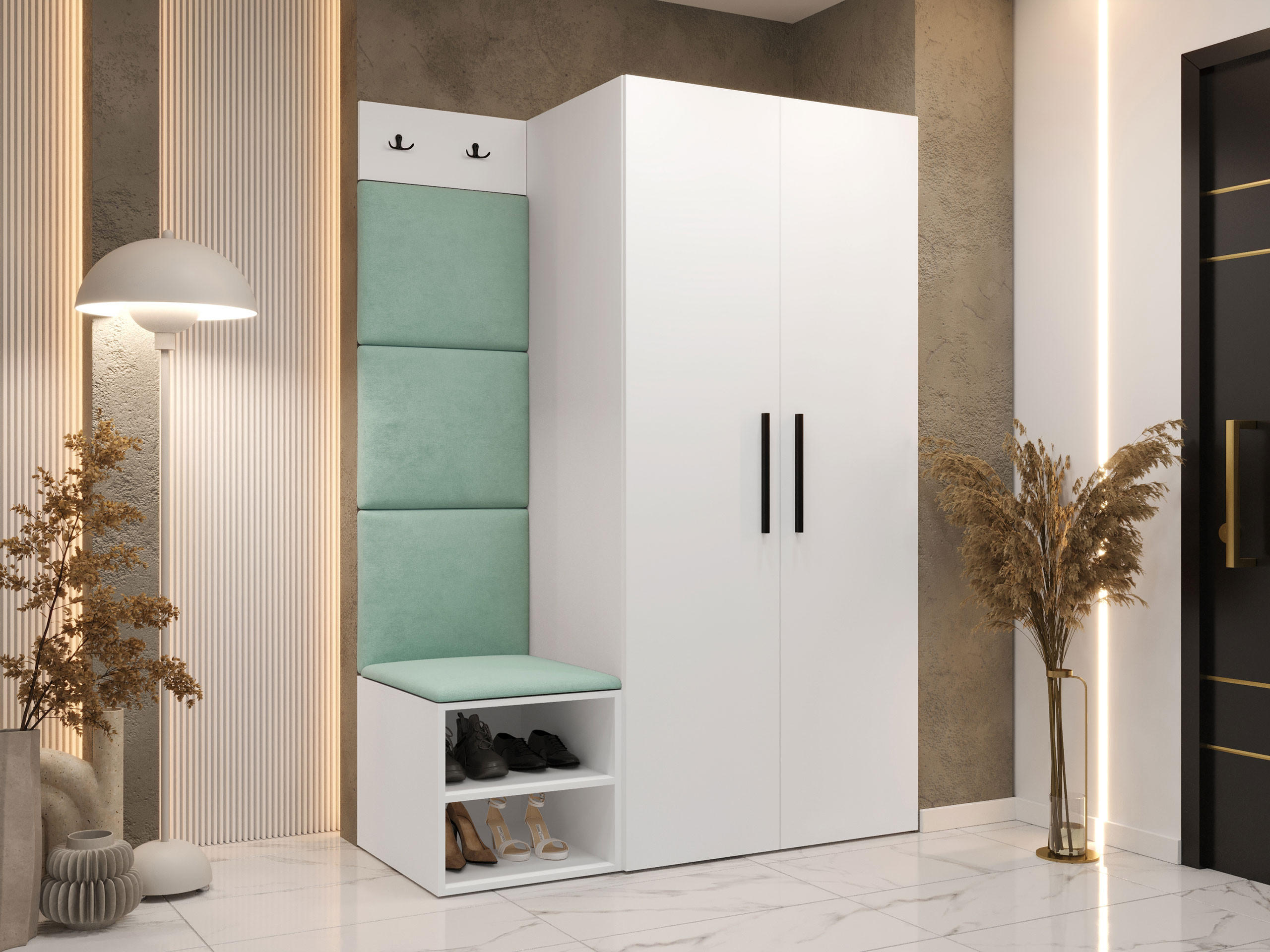 GARDEROBEN-SET Medi IV - Schwarz/Weiß, Holzwerkstoff/Kunststoff (80/191/50cm) - MIRJAN24