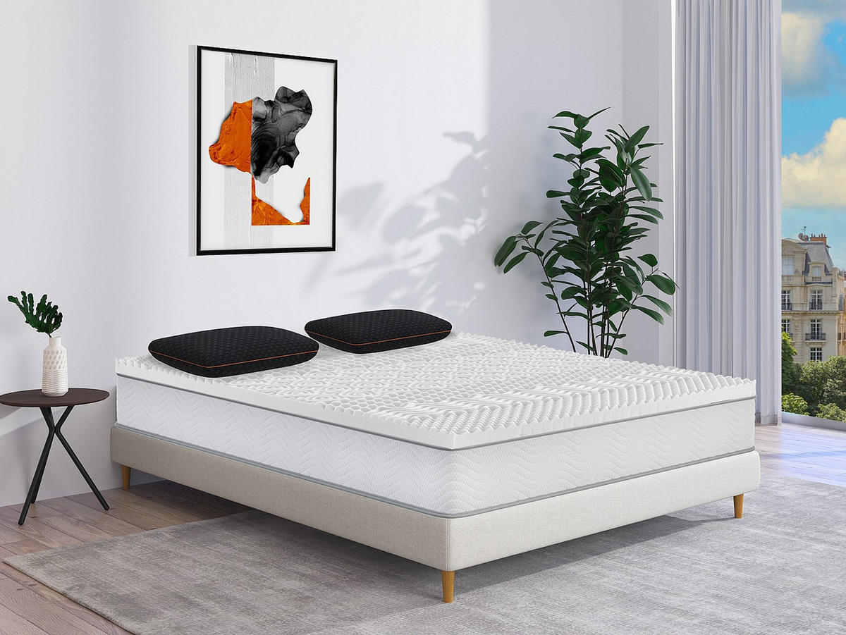 KOPFKISSEN atmungsaktiv - Memory Schaum mit Kohle - Mit abnehmbarem Bezug - 40 x 60 cm - Schwarz - BALDIA - Schwarz, Textil (60/40cm) - Vente-Unique