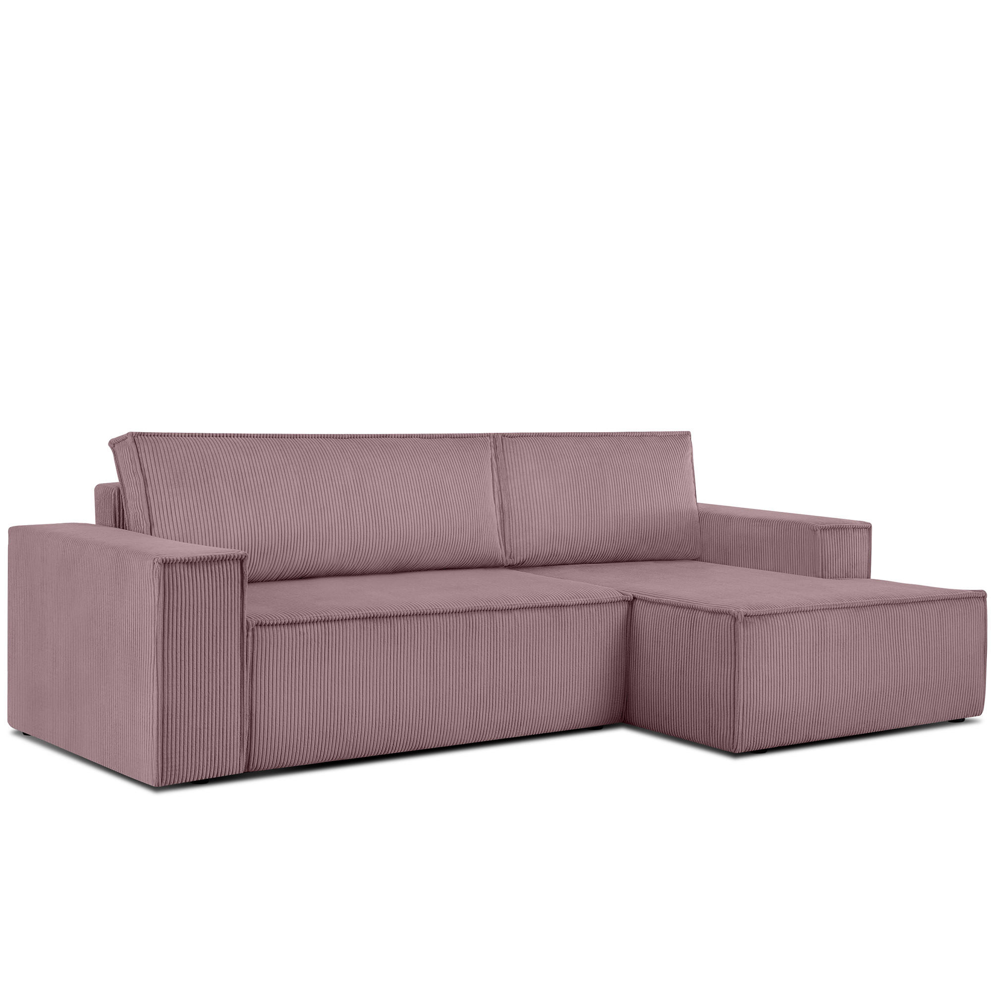 ECKSCHLAFSOFA-RECHTS NAPI in Pet Friendly Cord-Stoff, hellviolett - Violett/Schwarz, Textil (262/148cm) - KONSIMO®