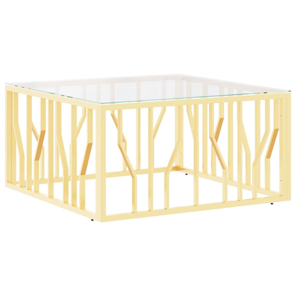COUCHTISCH Golden 80x80x40 cm Edelstahl und Glas - Transparent/Goldfarben, Metall (80/80/40cm) - furnicato