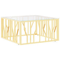 COUCHTISCH Golden 80x80x40 cm Edelstahl und Glas - Goldfarben, Metall (80/80/40cm) - furnicato