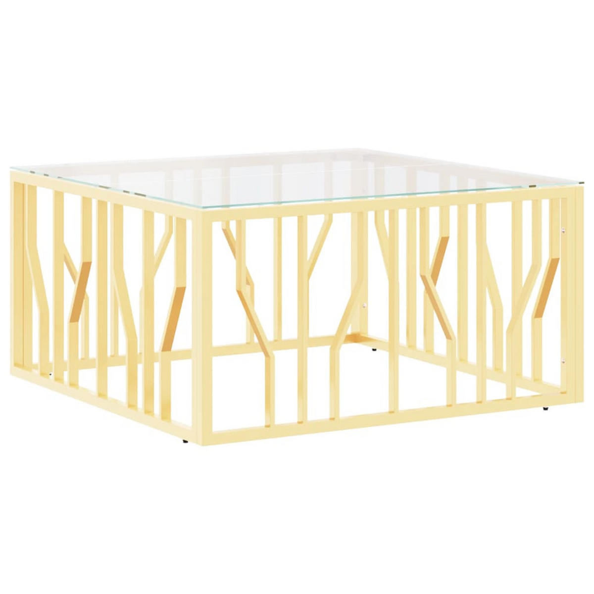 COUCHTISCH Golden 80x80x40 cm Edelstahl und Glas - Goldfarben, Metall (80/80/40cm) - furnicato