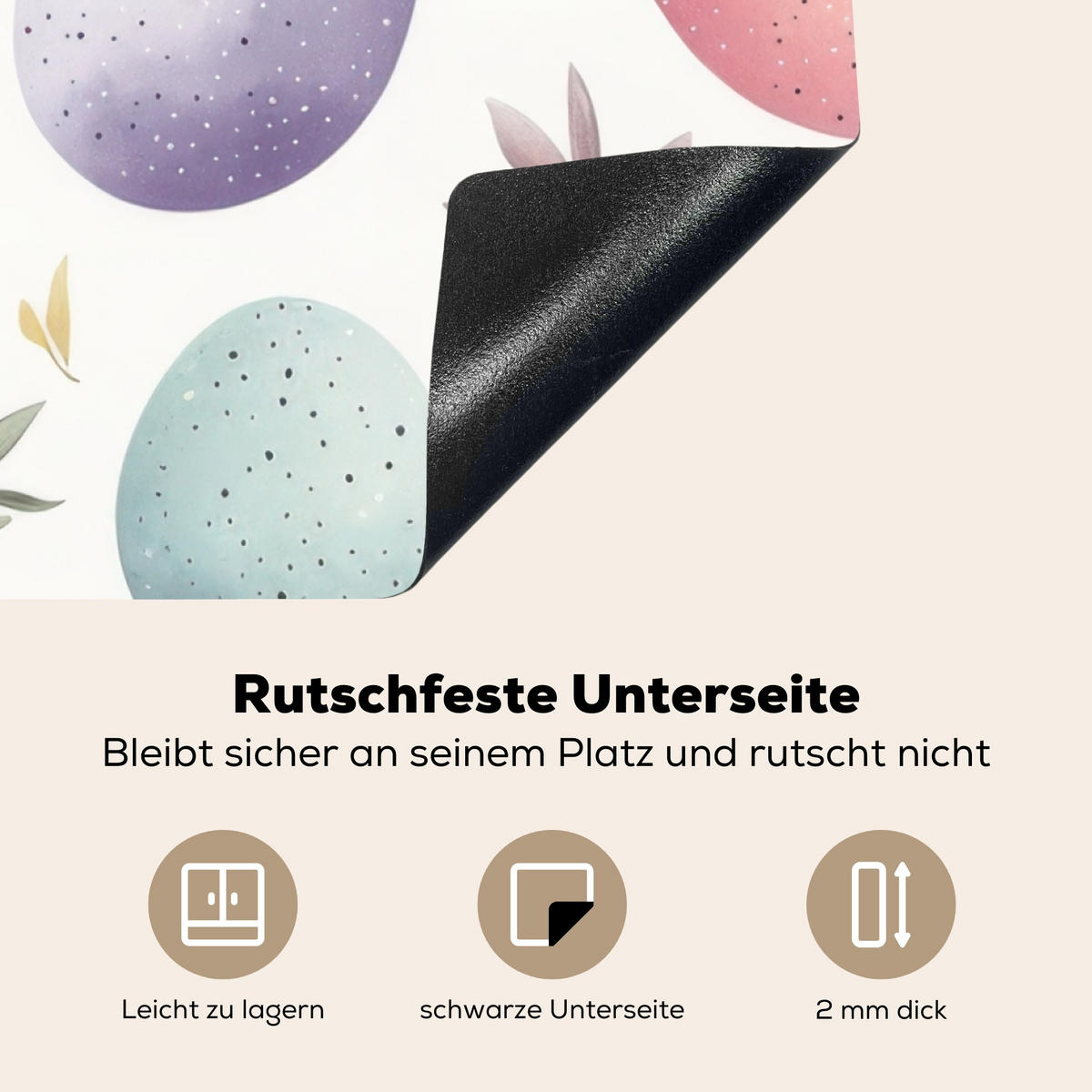 HERDABDECKPLATTE Eier - Bunt - Muster Induktionsmatte 78x78 cm - Weiß, Kunststoff (78/78/0.2cm) - MuchoWow