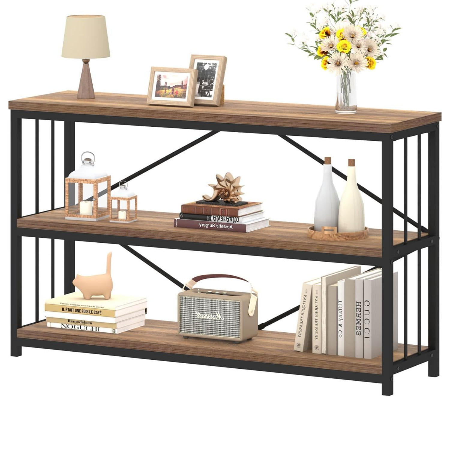 KONSOLENTISCH Metall Holz Industrial Design 160 x 34 x 74 cm - Wildeiche, Holzwerkstoff/Metall (160/74/34cm) - Quality Elegance