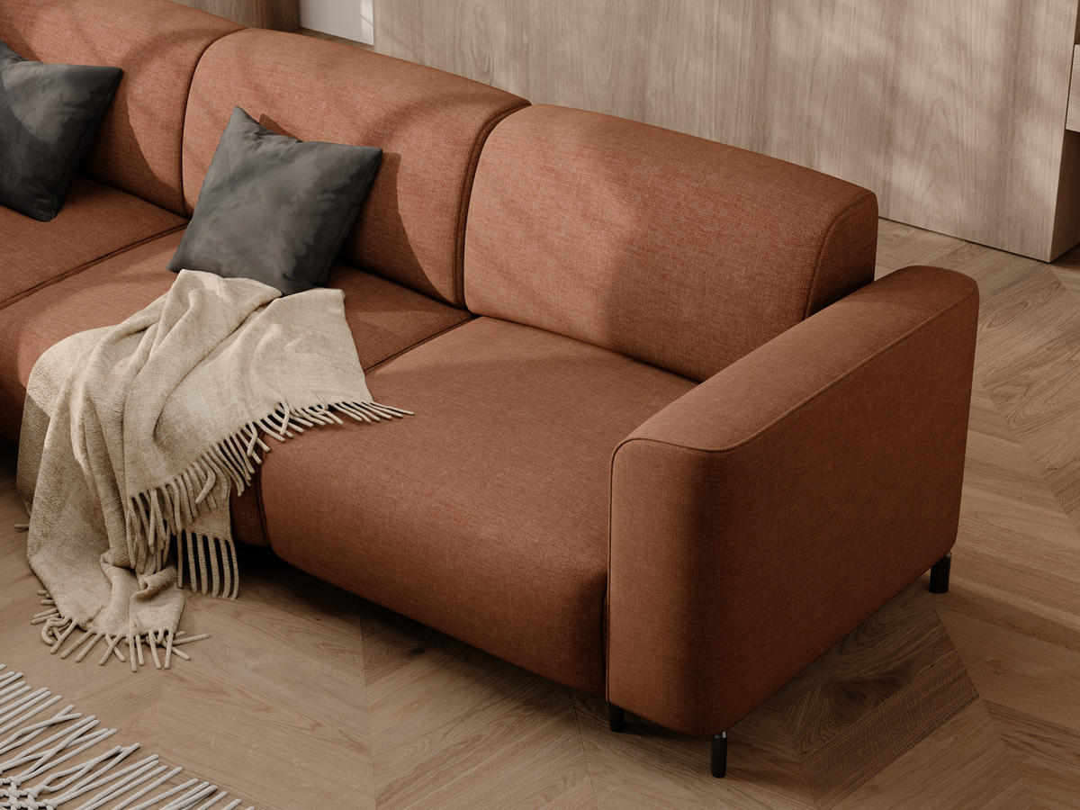 ECKSOFA TORIN Chenille-Stoff in Orange - Orange, Holzwerkstoff/Kunststoff (277/218cm) - Idohome