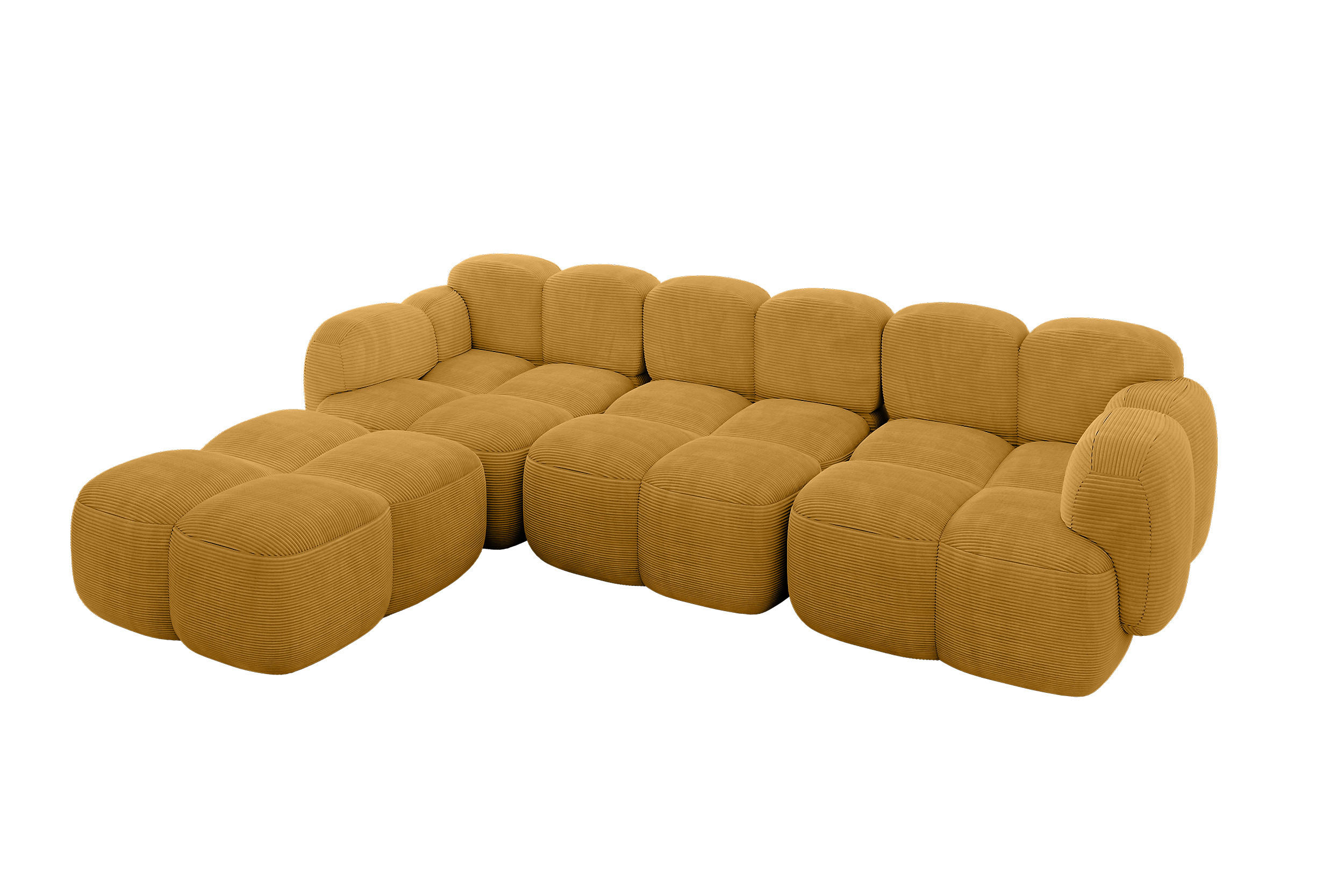 ECKSOFA modulares Sofa Links Miko-L2 302x205x75 Senfgelb Cord - Schwarz/Honig, Holzwerkstoff/Kunststoff (302/205cm) - ALTDECOR