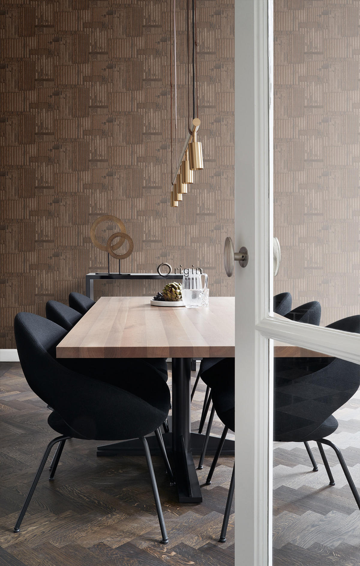 TAPETE industrielle Wellplatten aus Metall 3D 53 cm x 10.05 m - Braun, Papier (53/1000cm) - Origin Wallcoverings