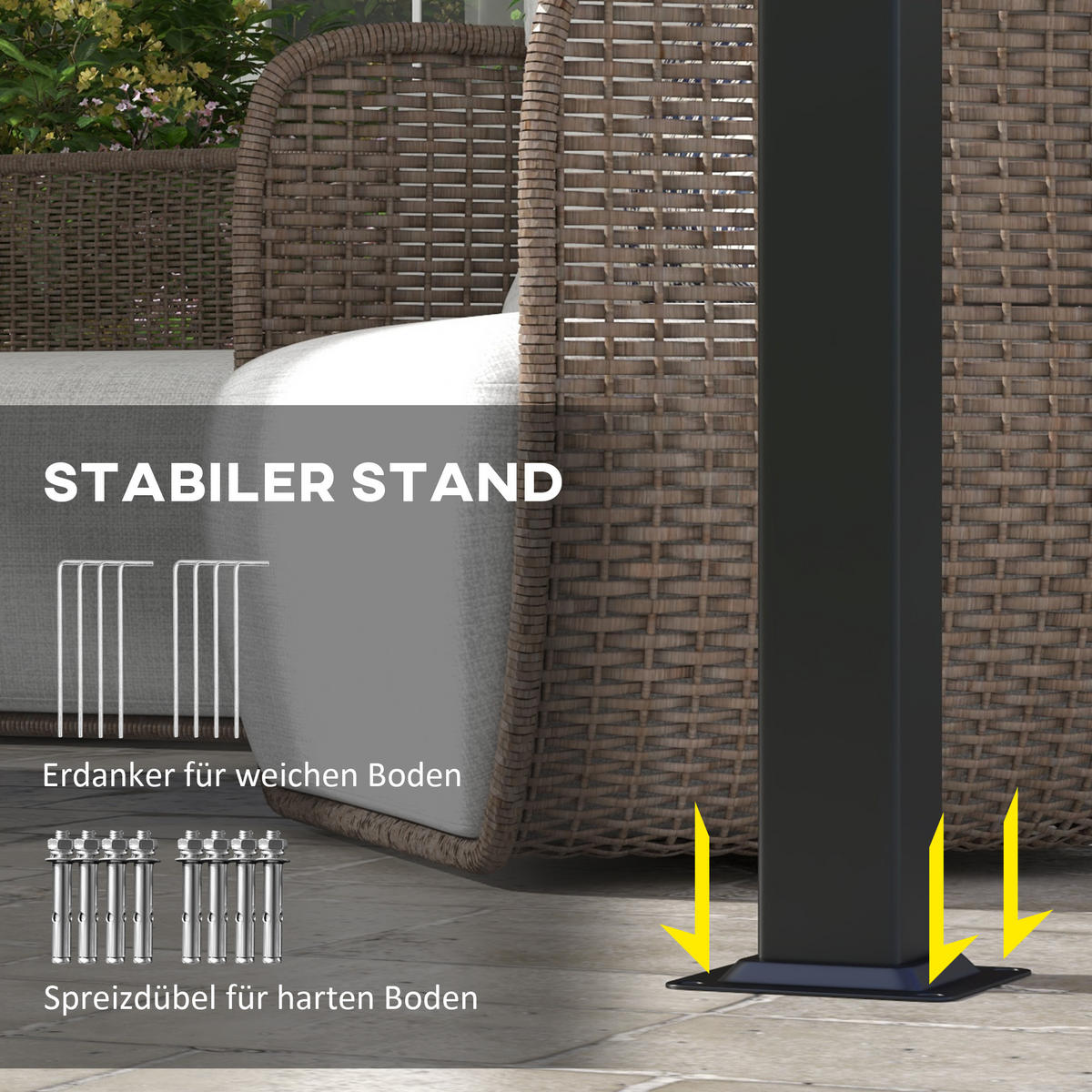 PERGOLA Stahl Polyester Beige - Beige, Textil/Metall (296/235/357cm) - Outsunny