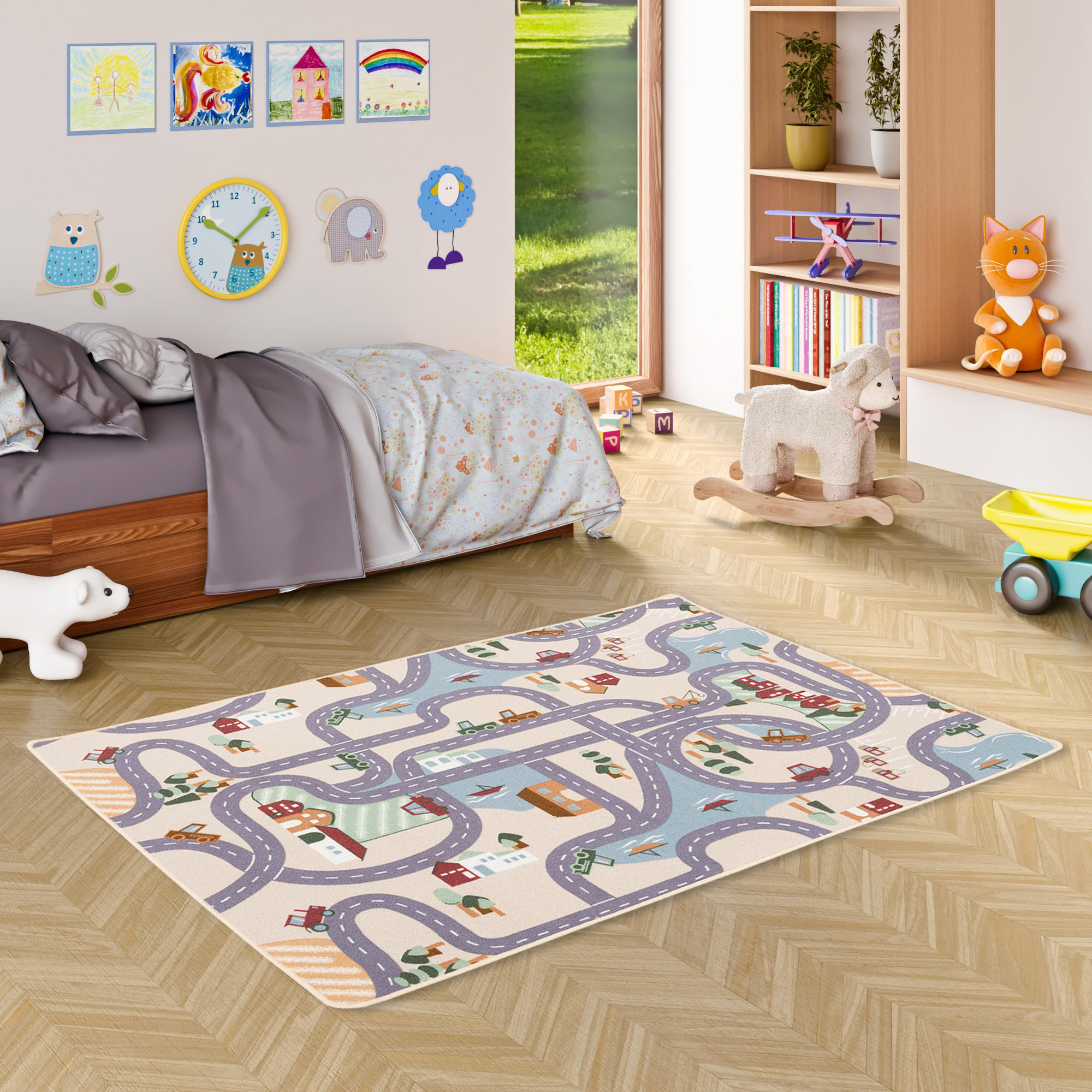 Thumbnail - Snapstyle Kinder, Beige, Textil, Rechteckig, 100x200 cm, Teppiche & Böden, Teppiche, Teppich Kinderzimmer