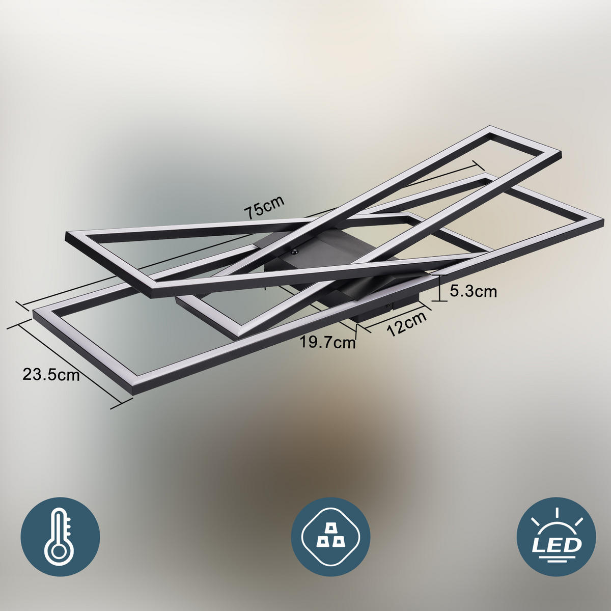 LED-DECKENLEUCHTE Talsen 23.5/23.5/13.5 cm - Schwarz, Metall (23.5/23.5/13.5cm) - ZMH