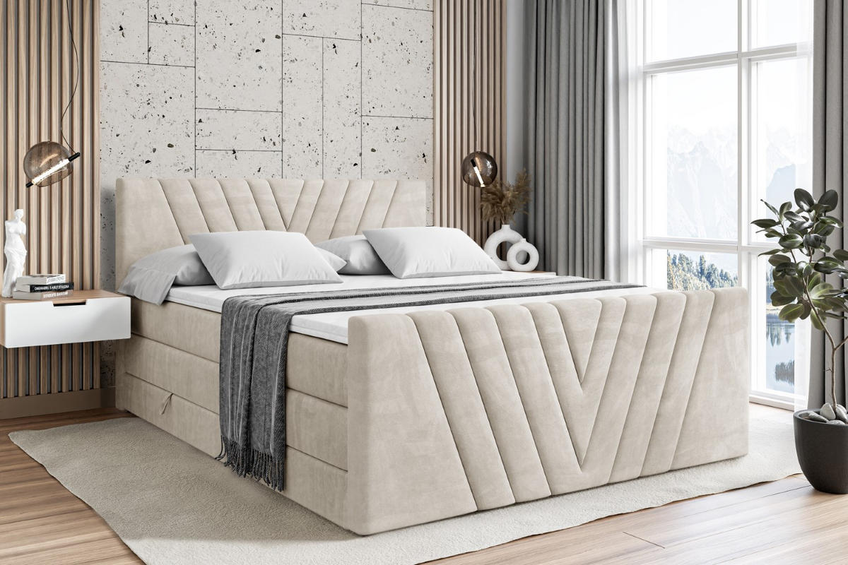 BOXSPRINGBETT ERNINA-Z KING - 120x200 - H3/H4 - Creme - Creme, Holzwerkstoff (120/200cm) - ALTDECOR