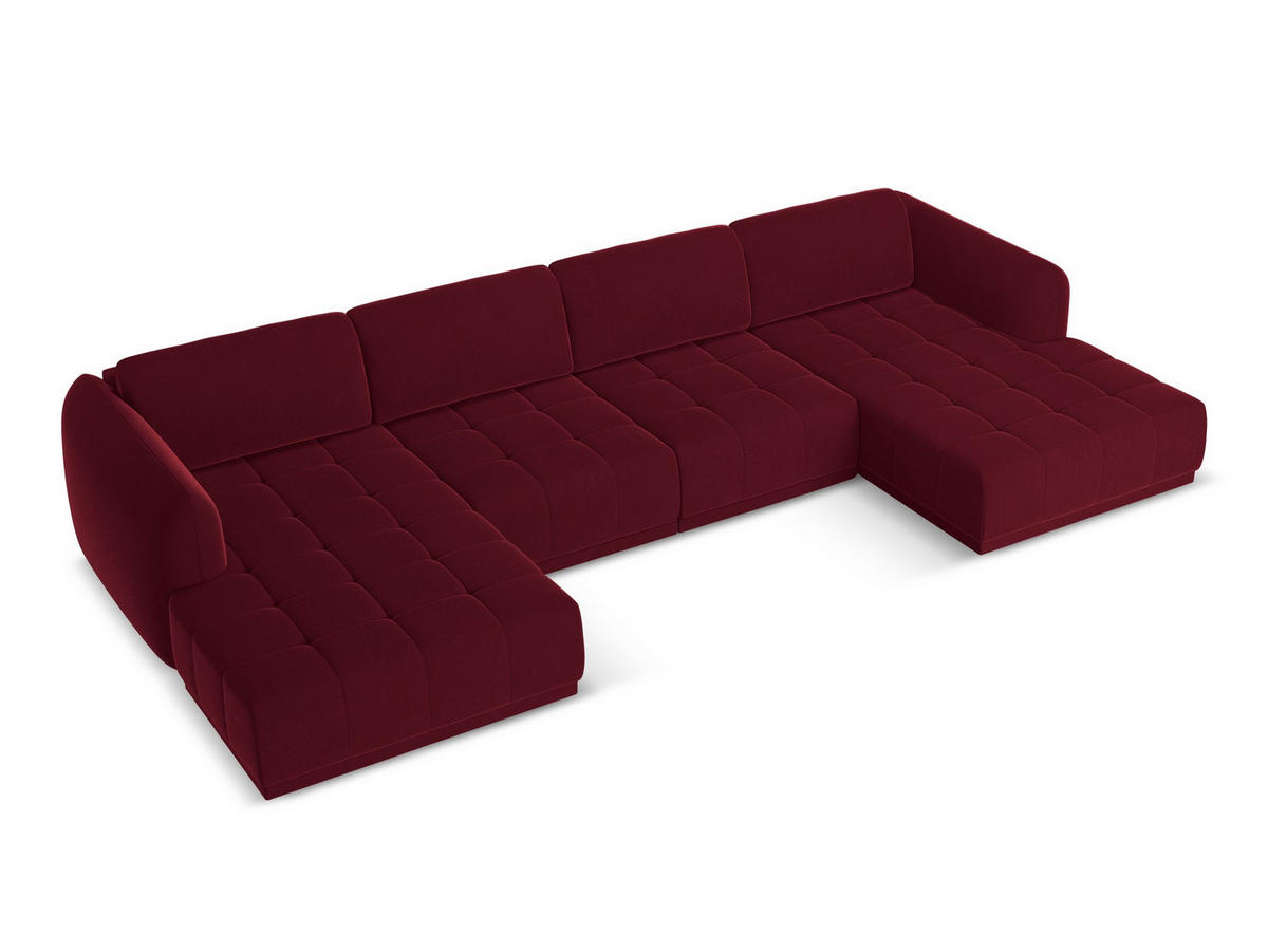 WOHNLANDSCHAFT Samt Stoff Rot - Bordeaux/Rot, Kunststoff/Textil (370/74/170cm) - Makamii