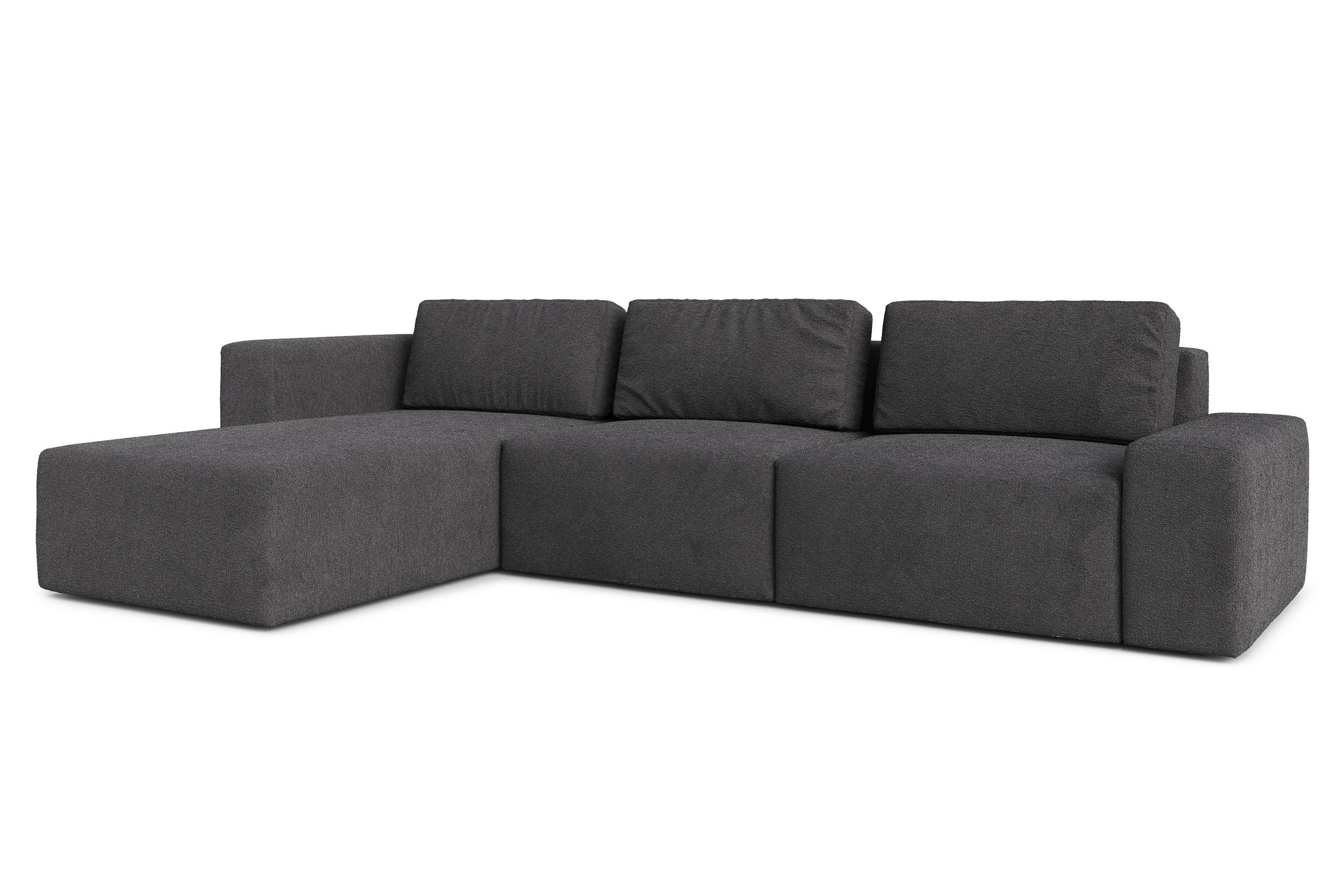 ECKSOFA L Form Arkleton Grau 360/180/93 cm Links Stil & Komfort - Dunkelgrau/Schwarz, Kunststoff/Textil (180/360cm) - AX Living
