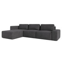 ECKSOFA L Form Arkleton Grau 360/180/93 cm Links Stil & Komfort - Dunkelgrau/Schwarz, Kunststoff/Textil (180/360cm) - AX Living