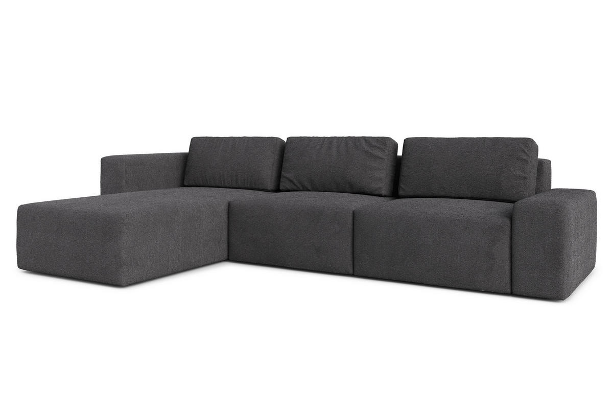 ECKSOFA L Form Arkleton Grau 360/180/93 cm Links Stil & Komfort - Dunkelgrau/Schwarz, Kunststoff/Textil (180/360cm) - AX Living